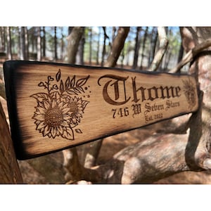 Rustic Home Flower Decoration Sign - Sunflower - Rose - Family Last Name Sign - Flower Wall Art - Outdoor Address Sign - Custom Wood Sign