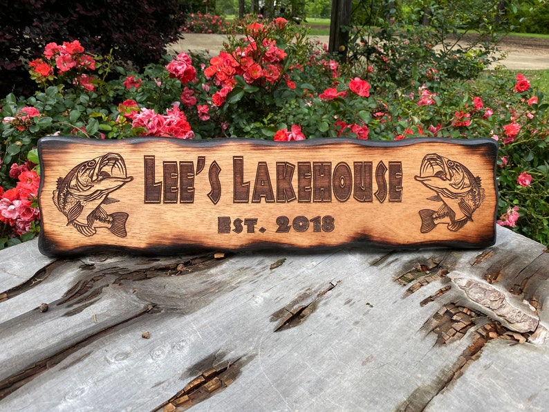 Personalized Wood Outdoor Lake House Sign Custom Carved Cabin Etsy