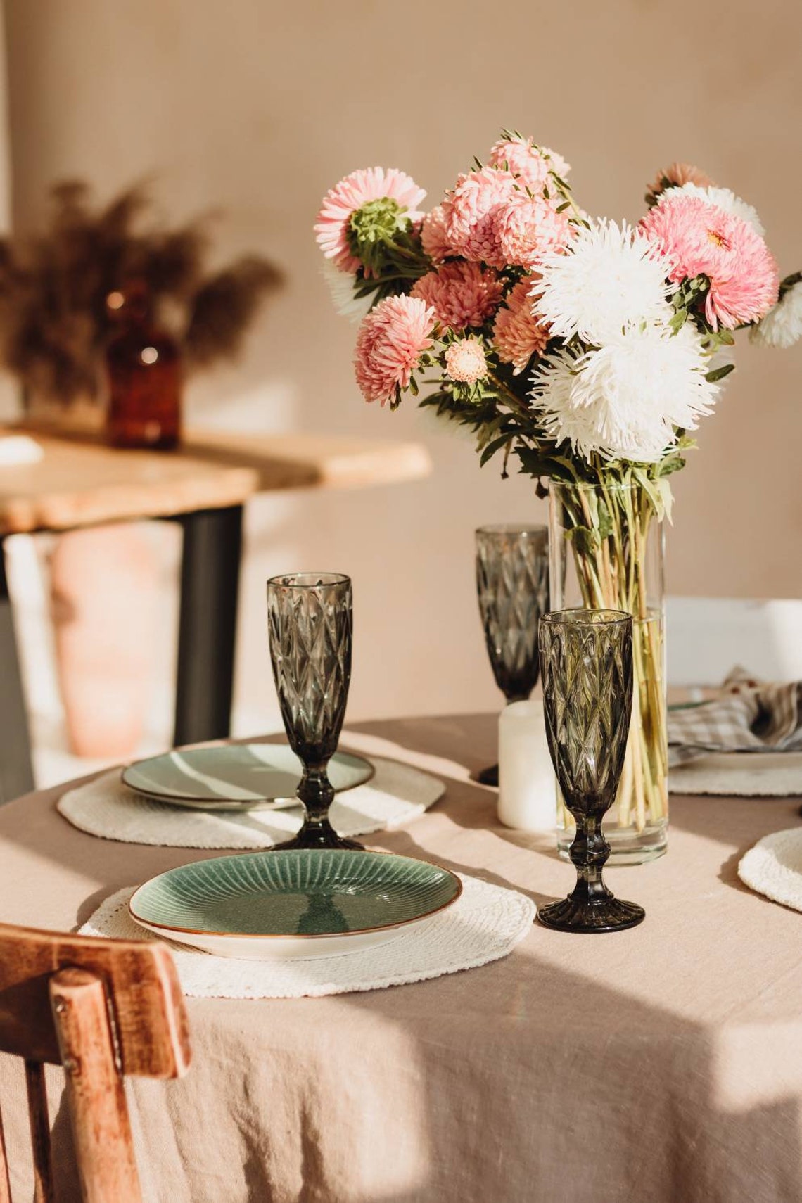 Linen Placemats Farmhouse Table Round Placemats Rustic and Etsy