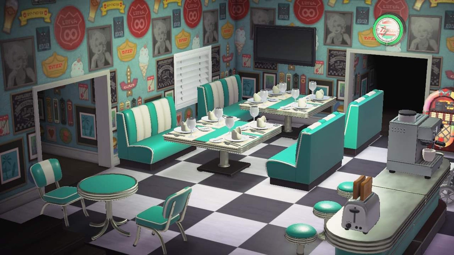 Aquamarine Diner & Arcade Set 39 Pieces ACNH Etsy