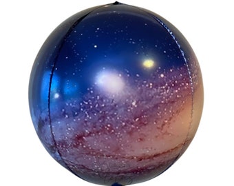Galaxy Universe Galactic Sphere 4D Foil Balloon | 15" |   Birthday Party Space Universe Balloon | Self Seal | Uninflated