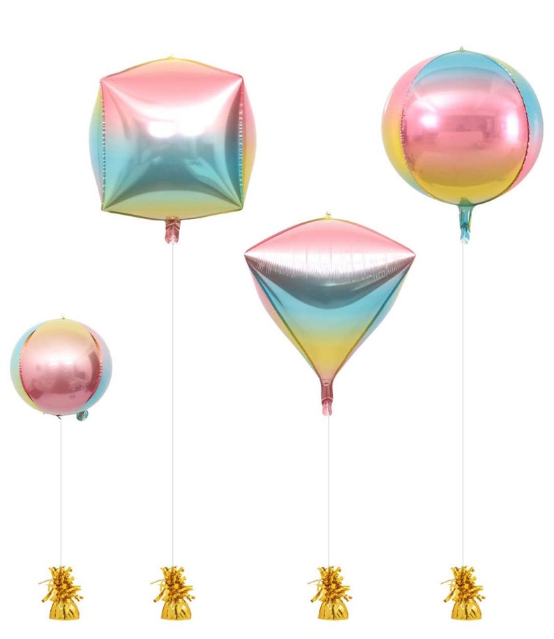 OMBRE Cube Square Balloons 24 Pastel tones Party balloons cube balloon rainbow tones balloon foil balloons