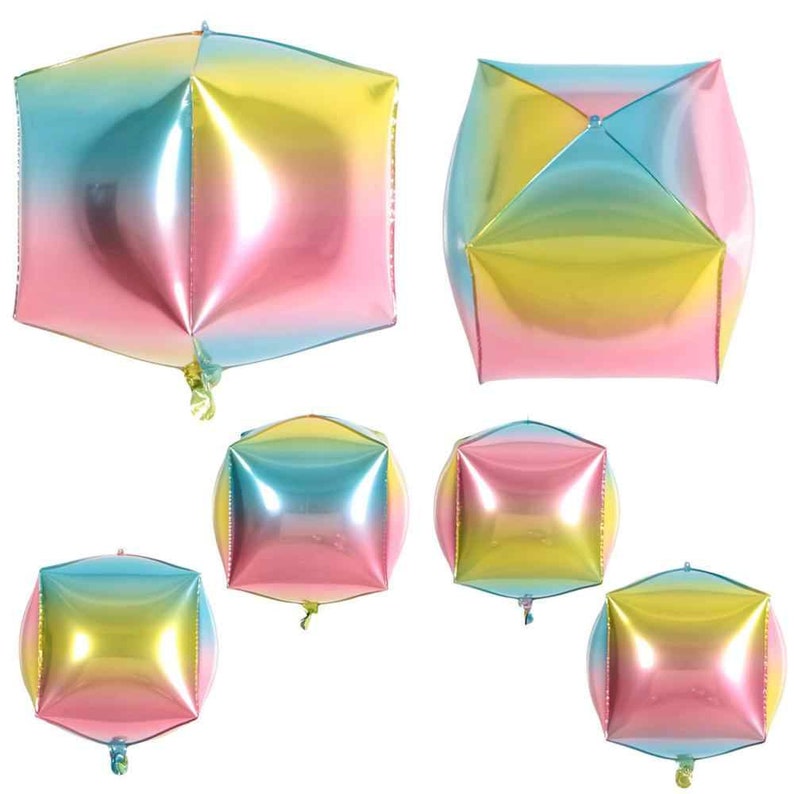OMBRE Cube Square Balloons 24 Pastel tones Party balloons cube balloon rainbow tones balloon foil balloons