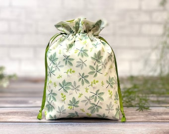 Bolsa de tela de hojas verdes, bolsa de regalo de tela reutilizable, bolsa de naturaleza verde, bolsa de naturaleza, paquete ecológico, bolsa de regalo de naturaleza, bolsa de regalo floral