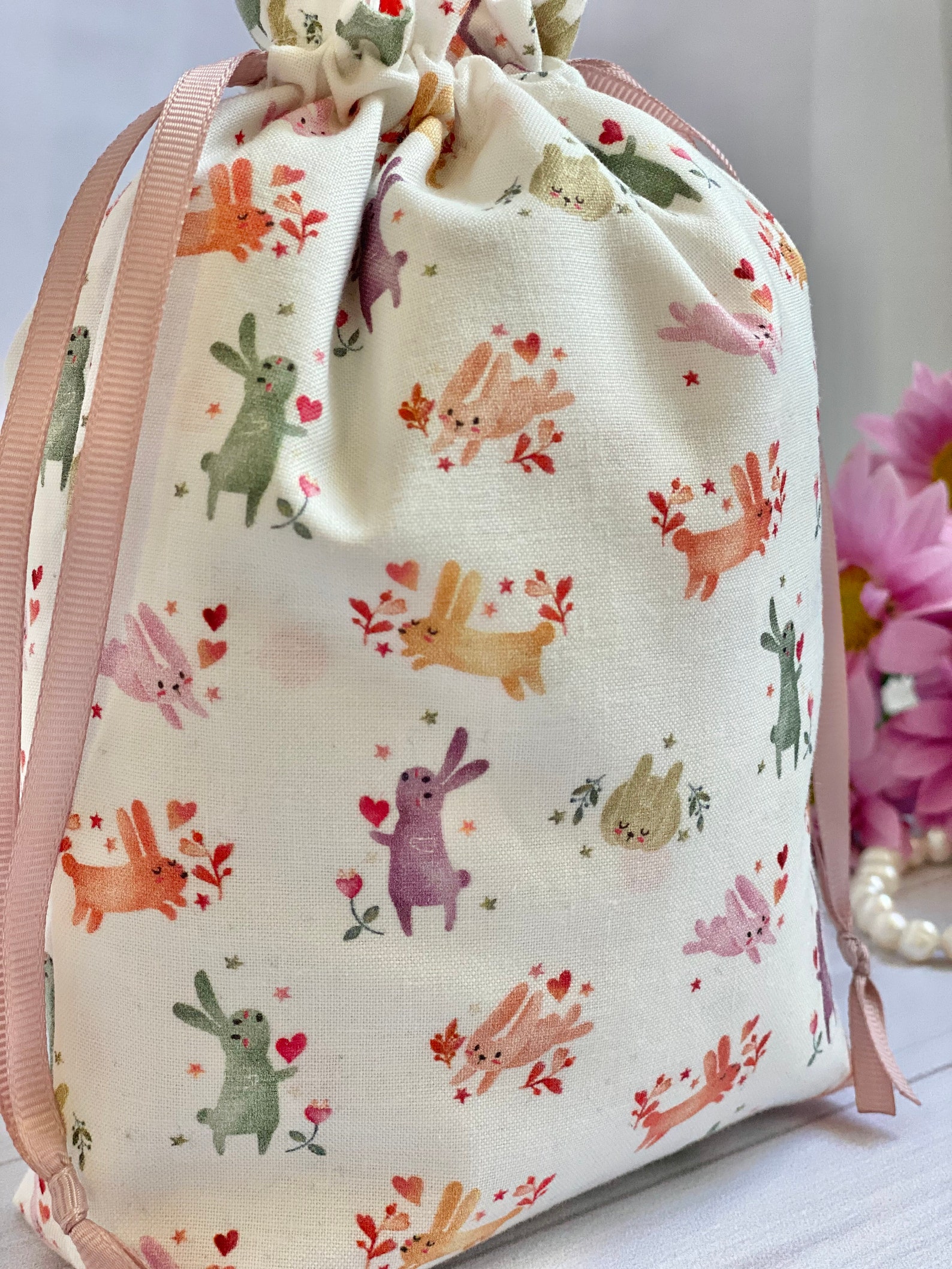 Small bunny gift bag rabbit gift bag bunny love fabric bag Etsy
