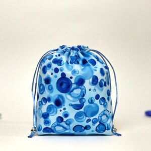 Reusable fabric gift bag, cotton gift bag, net zero bag, blue pouch, eco friendly packaging, birthday bag