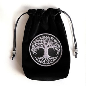 Bolsa de tarot de terciopelo, bolsa para cartas del tarot del árbol de la vida, bolsa de tarot negra, bolsa de runas, bolsa de oráculo, bolsa para cristales, bolsa para objetos de valor