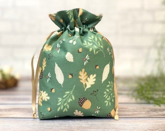 Bolsa de regalo de tela reutilizable, bolsa de tela de naturaleza verde, bolsa de tela de naturaleza, bolsa de cero neto, paquete ecológico, bolsa de regalo de naturaleza, bolsa de regalo floral