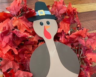 Wooden Cartoon Turkey Cutout - Perfect for Fall Wreath, Fall or Thanksgiving decorations - pre-painted and unpainted available