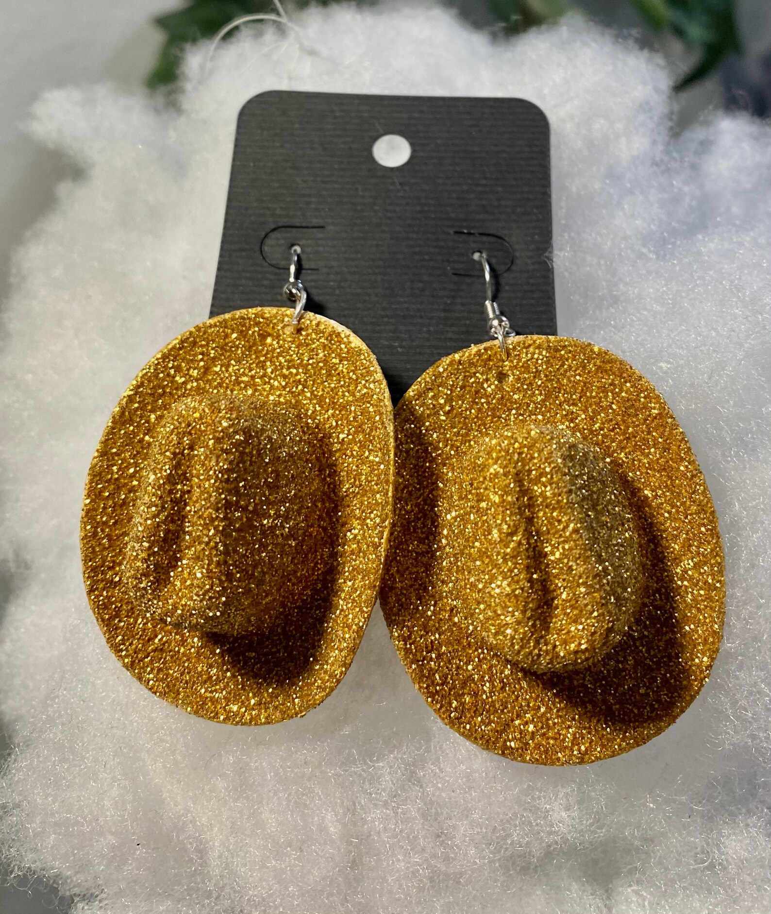 Golden sparkle cowboy hat earrings Etsy