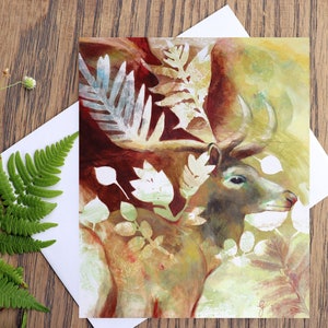 Wapiti-Cerf-Carte de voeux-Carte de souhait-Carte vierge-Carte de la nature-Art inspiré de la nature-Animaux-Écologique-Occasion spéciale