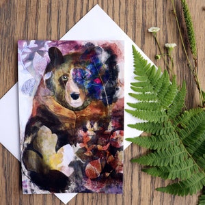 Ours-Romantique-Carte de voeux-Carte de souhait-Carte vierge-Animaux-Inspiration de la nature-Écologique