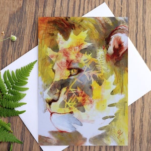 Lion-Carte de voeux-Carte de souhait-Carte vierge-Félin-inspiration de la nature-Occasion spéciale-Écologique