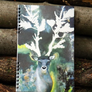 Enchanted deer notebook-Journal-Diary-Spiral notebook-Lined paper-Art from nature-Botanical art-Eco friendly-special gift