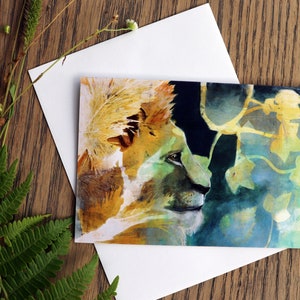 Lion-Carte de voeux-Carte de souhait-Carte vierge-Animaux-Inspiration de la nature-Écologique