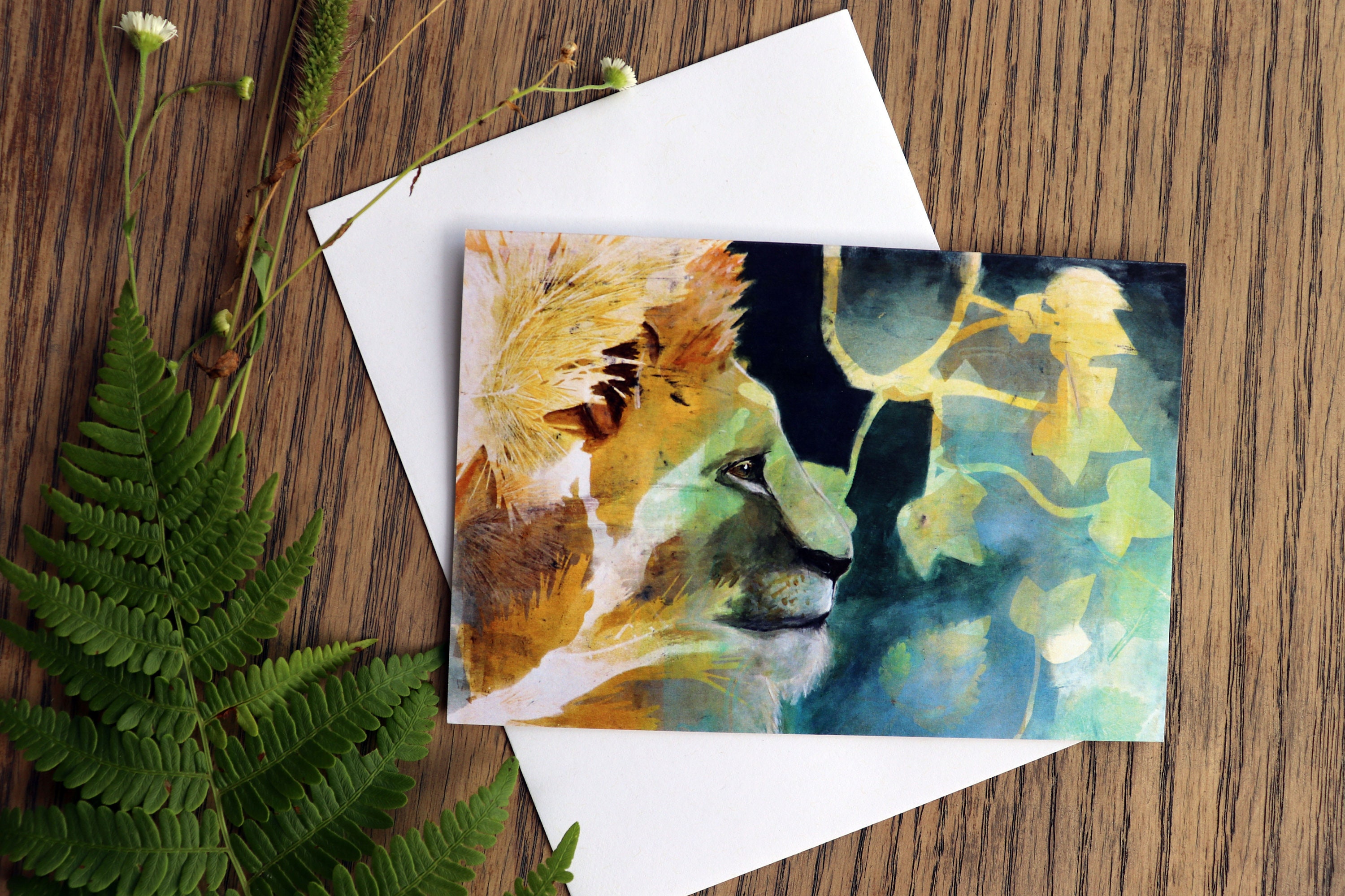 ☺︎ Lion-greeting Card-blank Card-nature Inspired-art From