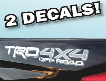 TRD 4x4 OFF ROAD Toyota Tundra Silver / White Vinyl Decals Stickers Emblems