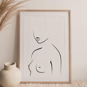 ROXANE, Abstract portrait of a woman, Minimalist illustration, Bust, Black and white drawing, Wall art, Original decoration