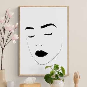 CARMEN, Ritratto minimalista in bianco e nero, Poster del volto di una bella donna, Arte da parete erotica, Disegno astratto, Decorazione
