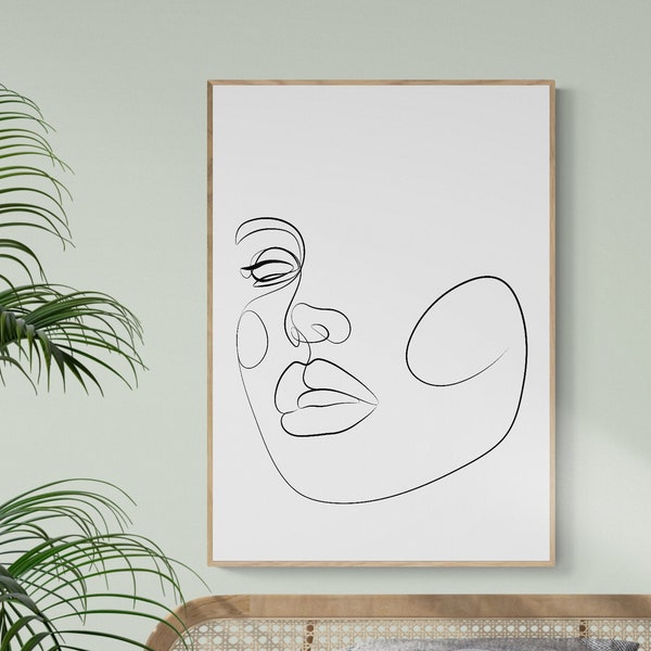 ANYA, Affiche line art minimaliste en noir et blanc, Illustration d'une femme, Portrait abstrait, Décoration intérieure contemporaine