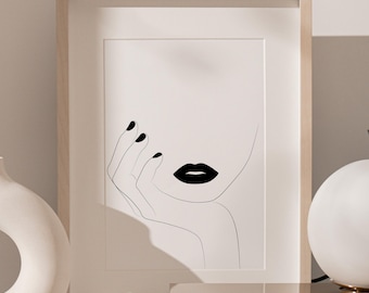 CARLA, Minimalistisches Poster einer Frau, Schwarz-Weiß-Porträt, Originalillustration, Zeichnung eines Gesichts, Dekoration, Wandkunst