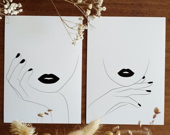 Minimalist illustration, CARLA, MARIE, Portrait of a woman facing forward, Sensual drawing, Interior decoration, Erotic wall art, Gift idea