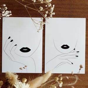 Illustration minimaliste, CARLA, MARIE, Portrait de femme de face, Dessin sensuel, Décoration intérieure, Art mural érotique, Idée cadeau