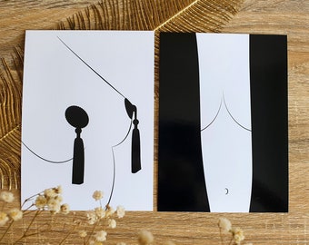 Minimalist illustration, SOPHIE, MELISSA, Drawing of a sexy woman in lingerie, Erotic interior decoration, Wall art, BDSM creation