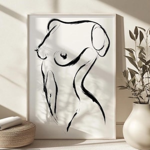 PALOMA, Poster erotico di una donna nuda, Illustrazione in bianco e nero, Decorazione d'interni minimalista, Stanza dell'amore, Busto di donna nuda