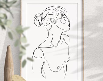 ANASTASIA, Minimalistisches Schwarz-Weiß-Poster, Frauenporträt in Strichzeichnungen, Büstenzeichnung, Innendekoration, Bestseller