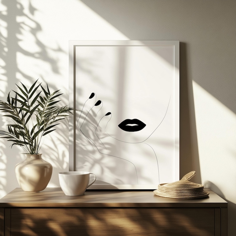 Minimalist Woman's Face Poster – Minimalist Black and White Line Portrait – Modern Abstract Art – Elegant Woman Poster – Carla image 7
