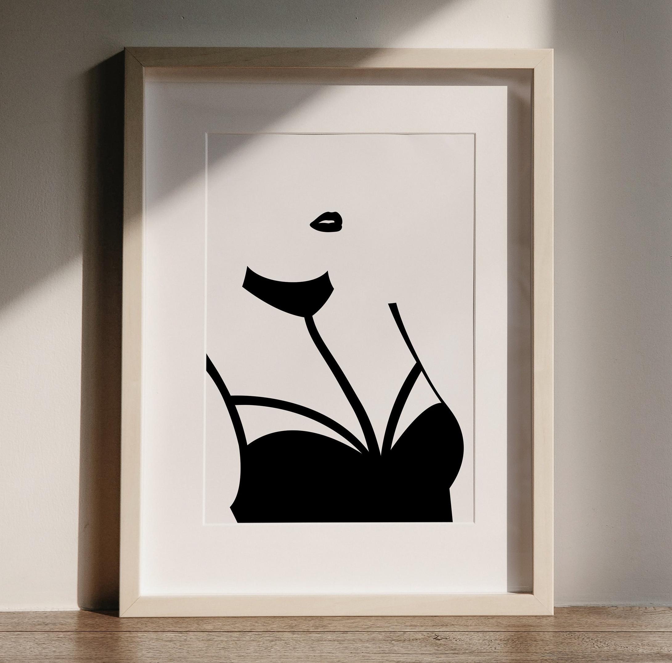 JADE, Sexy Frau in Dessous Poster – Minimalistische Schwarz-Weiß-Kunst – Sinnliche Schlafzimmer Dekor Illustration – Wohnzimmer – Liebeszimmer – A4 Poster