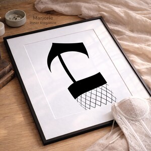 Marjorie, Sexy poster of a woman in black panties and fishnet stockings – Minimalist black and white illustration A3 – Bold and chic wall decor image 4