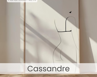Minimalist Black and White Woman Poster – Sensual Illustration of a Woman from Behind – Contemporary Feminine Art – Decorative Poster (Cassandre)