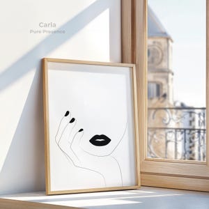 Minimalist Woman's Face Poster – Minimalist Black and White Line Portrait – Modern Abstract Art – Elegant Woman Poster – Carla image 4