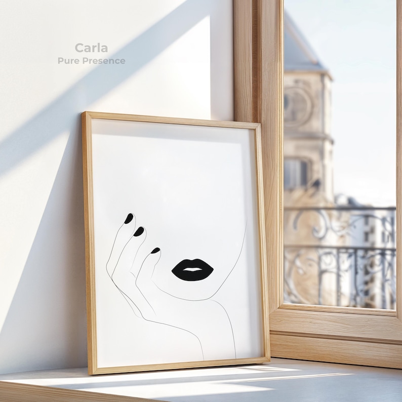 Minimalist Woman's Face Poster – Minimalist Black and White Line Portrait – Modern Abstract Art – Elegant Woman Poster – Carla image 4