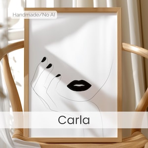 Minimalist Woman's Face Poster – Minimalist Black and White Line Portrait – Modern Abstract Art – Elegant Woman Poster – Carla image 1