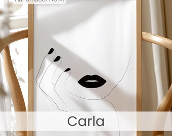 Minimalist Woman's Face Poster – Minimalist Black and White Line Portrait – Modern Abstract Art – Elegant Woman Poster – Carla