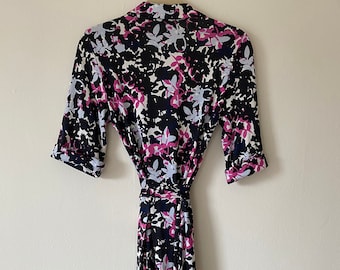 Diane von Furstenberg Silk Wrap Dress, Botanical Print, Size 10