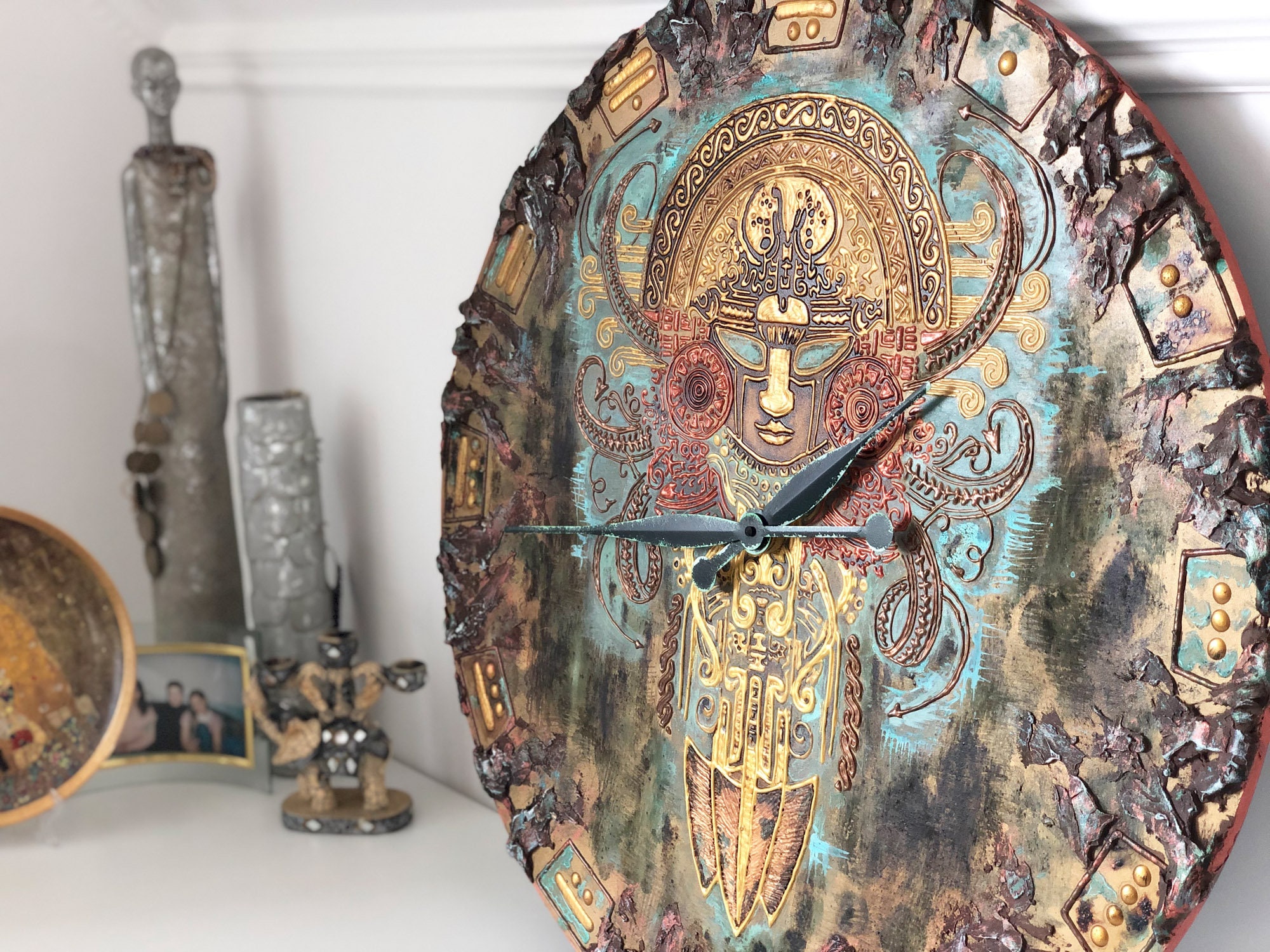 Eclectic large glowinthedark wall clock 28/70 cm Etsy