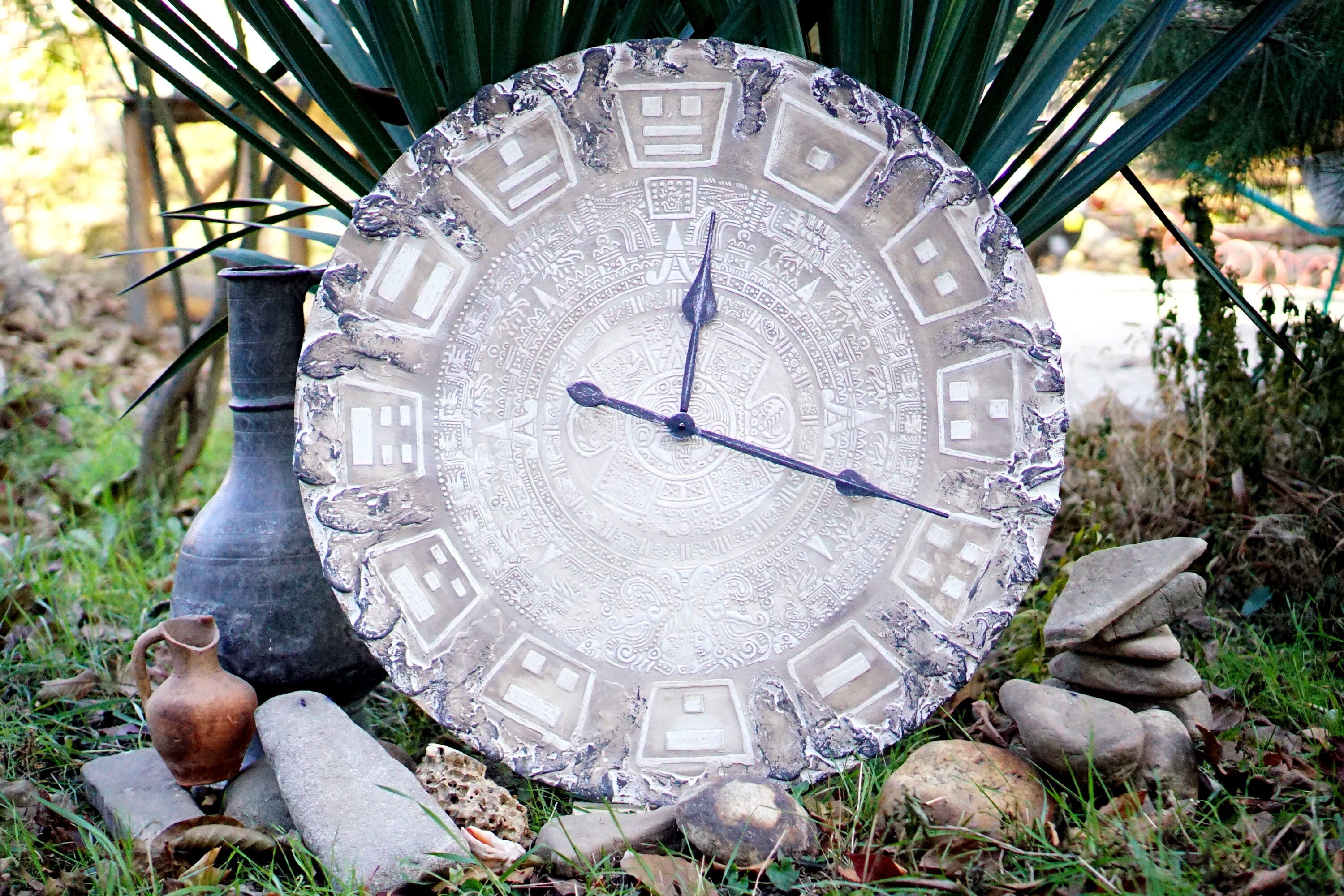 Extra large silent wall clock 32/81cm Mayan aztec Etsy