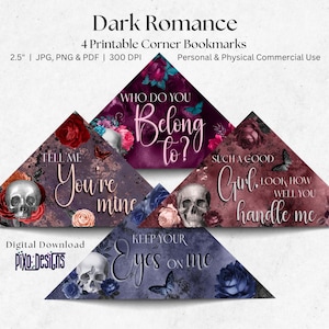 Spicy Dark Romance Reader Corner Bookmarks | Corner Bookmark | Printable Digital Download for Morally Grey Book Lovers
