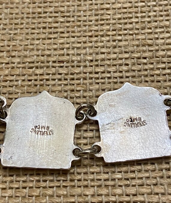 Sterling Silver Flags Link Bracelet, Sterling Fla… - image 3