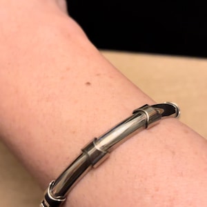 Modernist Sterling Solid Link Bracelet, Vintage Modernist Silver Bracelet, 925 Geometric Design Link Bracelet