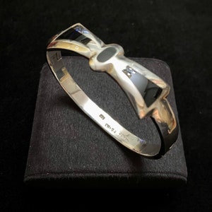 Taxco Silver 925 & Onyx Bracelet, Heavy Sterling Taxco Bracelet, Vintage Taxco Silver Modernist Bracelet, Vintage Mexican Silver 925 Jewelry