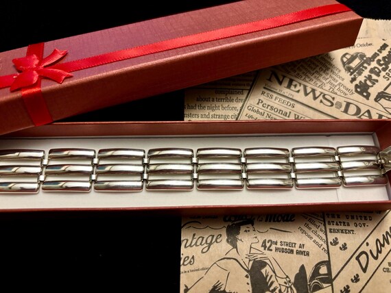 Silver 800 Rectangular Link Bracelet, European Si… - image 4