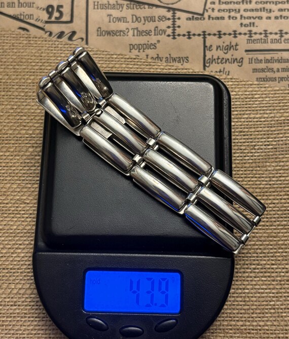 Silver 800 Rectangular Link Bracelet, European Si… - image 10