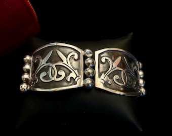 925 Sterling Silver Vintage Mexico Cuban Link Bracelet 7