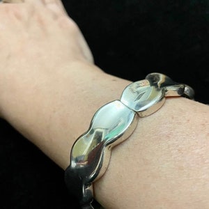 Taxco Modernist Silver 925 Bracelet, Heavy Sterling Silver Clamper Bracelet, Vintage Mexican Jewelry, Vintage Taxco Silver Modernist