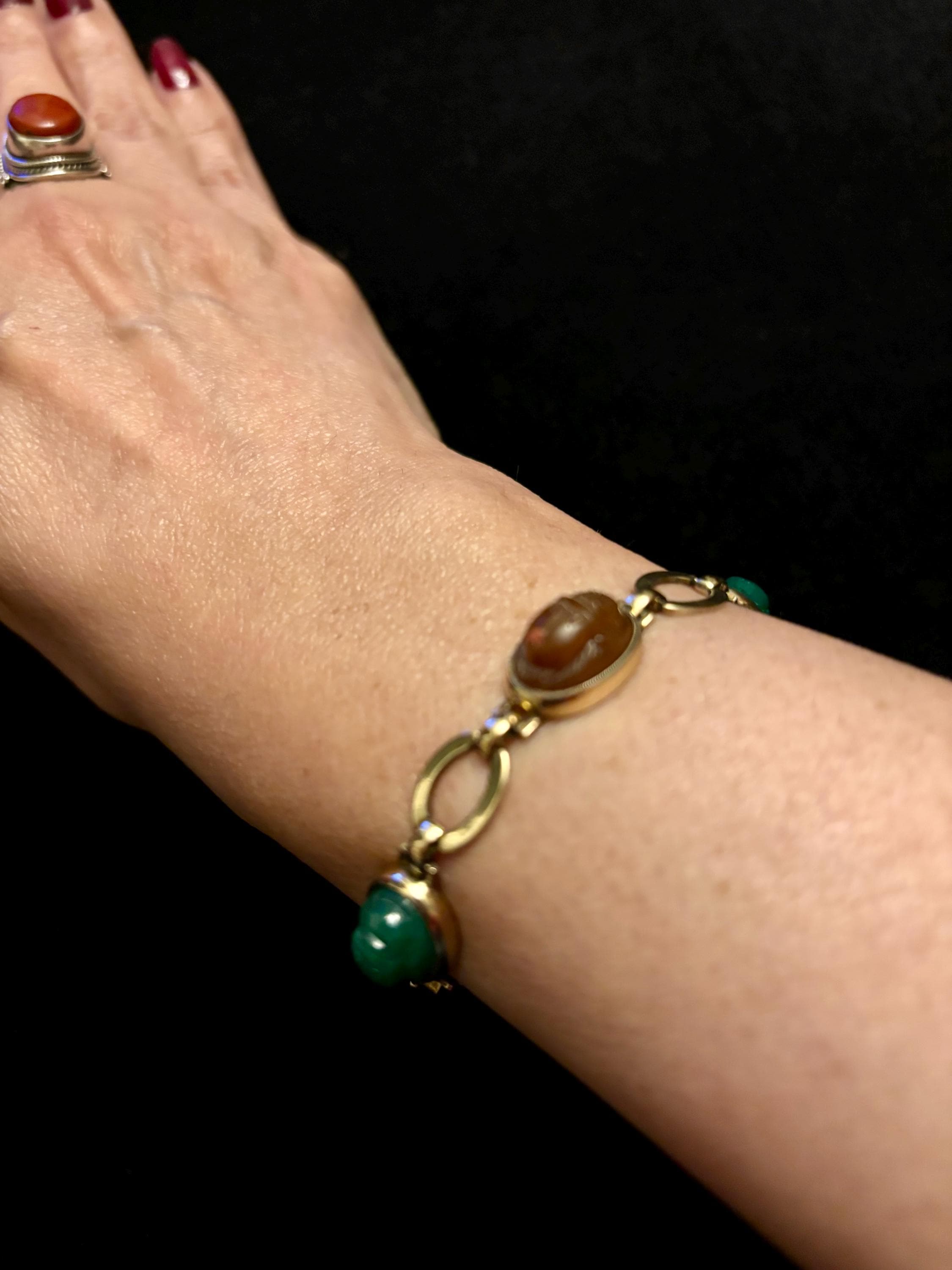 Vintage Sterling Silver Stone Bracelet - Etsy Vintage Sterling Silver Stone Bracelet - Etsy